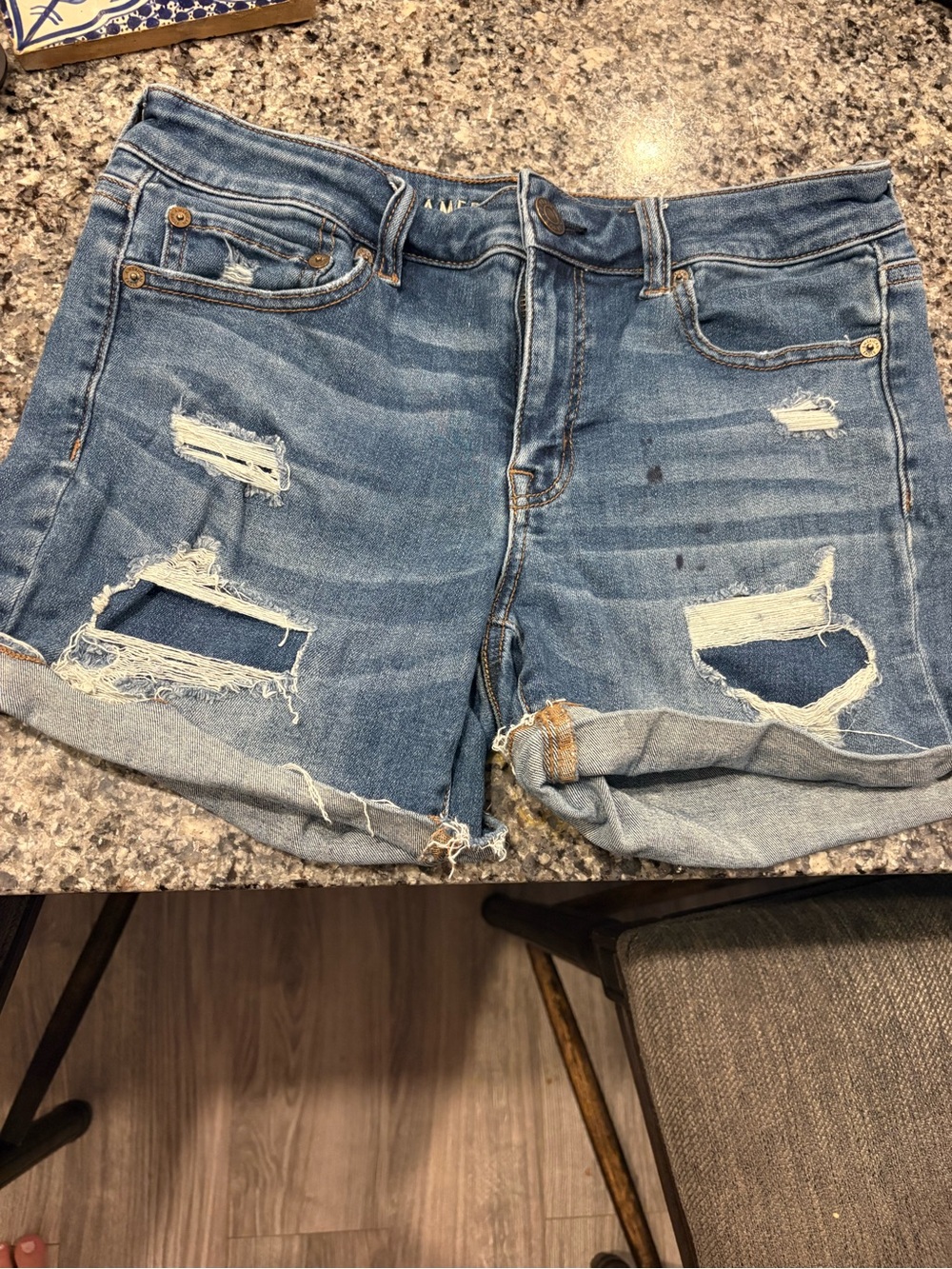 American Eagle Outfitters Distressed Light Blue Denim Shorts